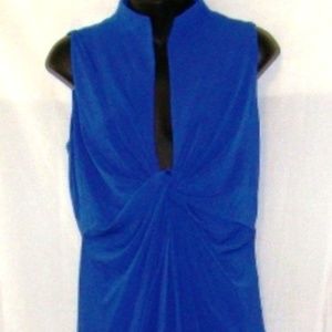 GRACIA RUFFLE SLEEVELESS ROYAL BLUE MAXI DRESS SZL
